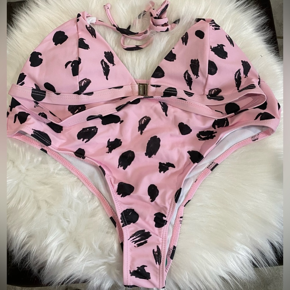 Pink and Black 2 Piece Swimsuit or Green & Black swimsuit High-Cut Design